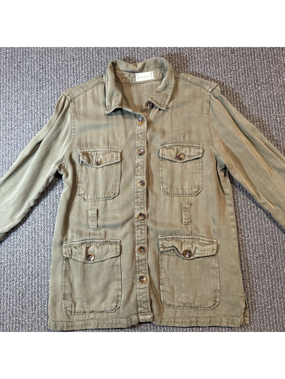 Altar’d State Anthropologie Army Green Tie Utility Jacket Medium Missing Belt - Picture 5 of 7